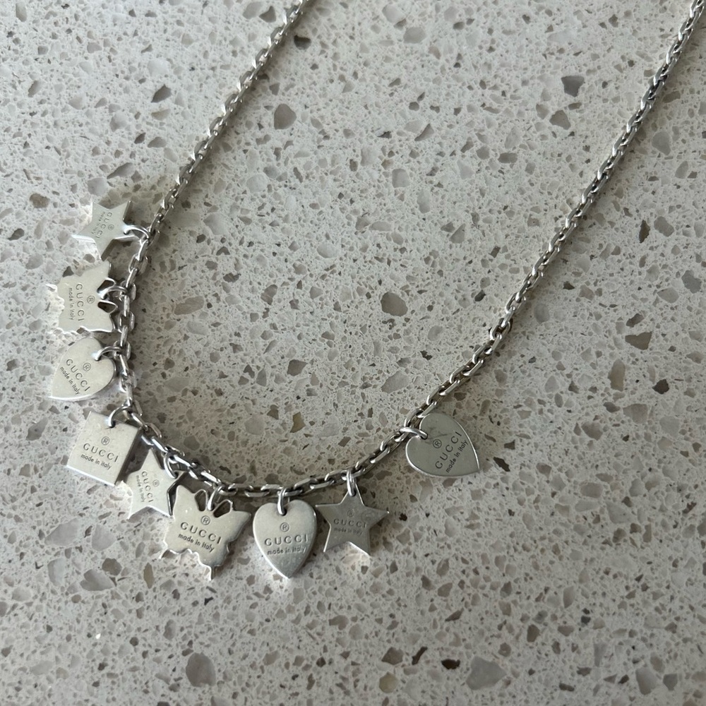 Authentic 925 Gucci Multiple charm Chain Necklace
